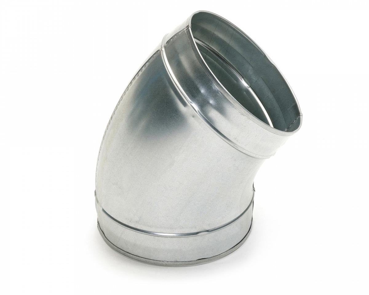 Codo 45° galvanizado Ø100 mm para ventilación (sin junta) — Vayron